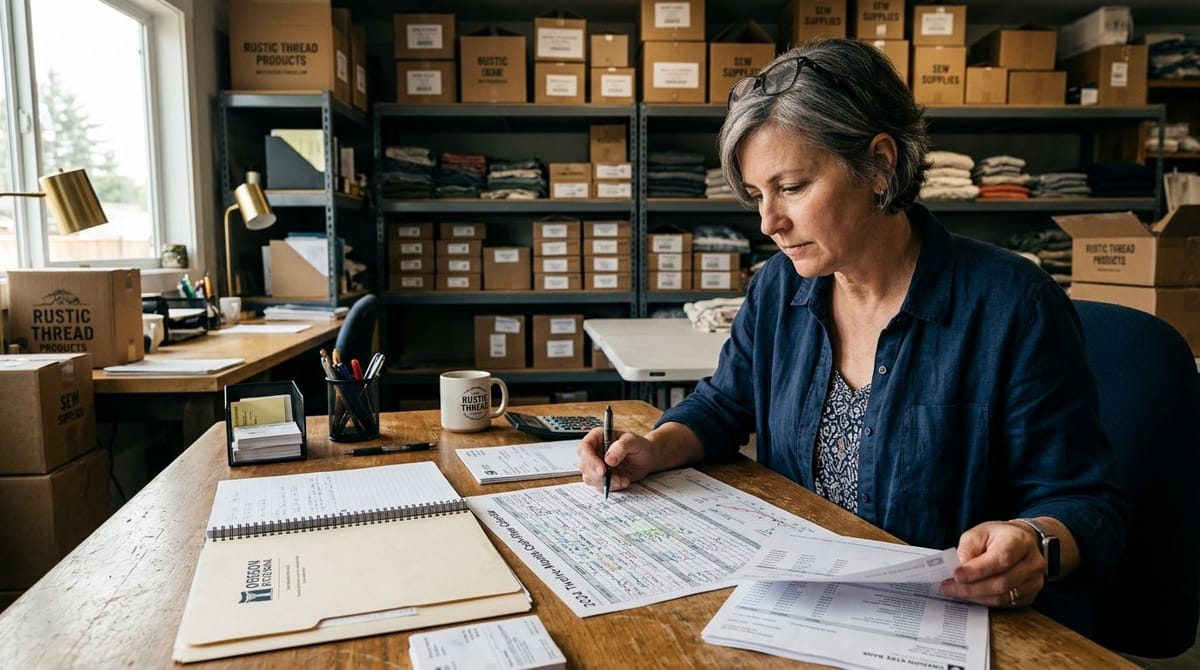 Seasonal business owner reviewing cash flow before a revenue-based financing decision